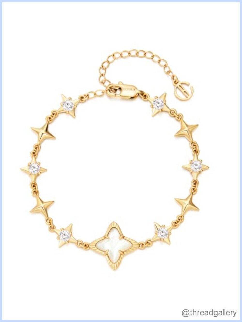 18k Gold Plated Adjustable Link Bracelet Cubic Zirconia Star Charm